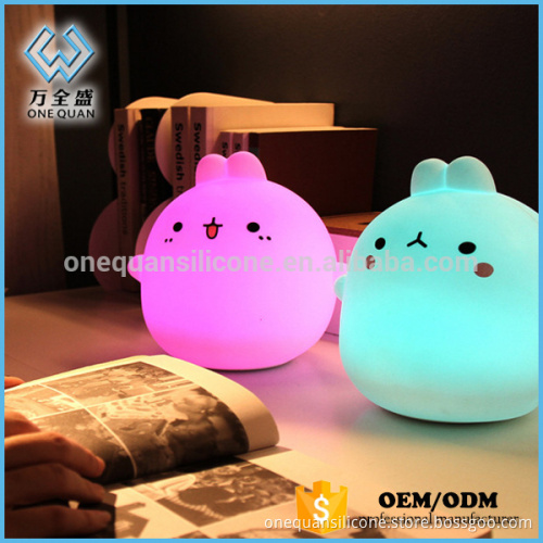 Colorful silicone soft cartoon cute animal baby nursery lamp breathing child LED night light